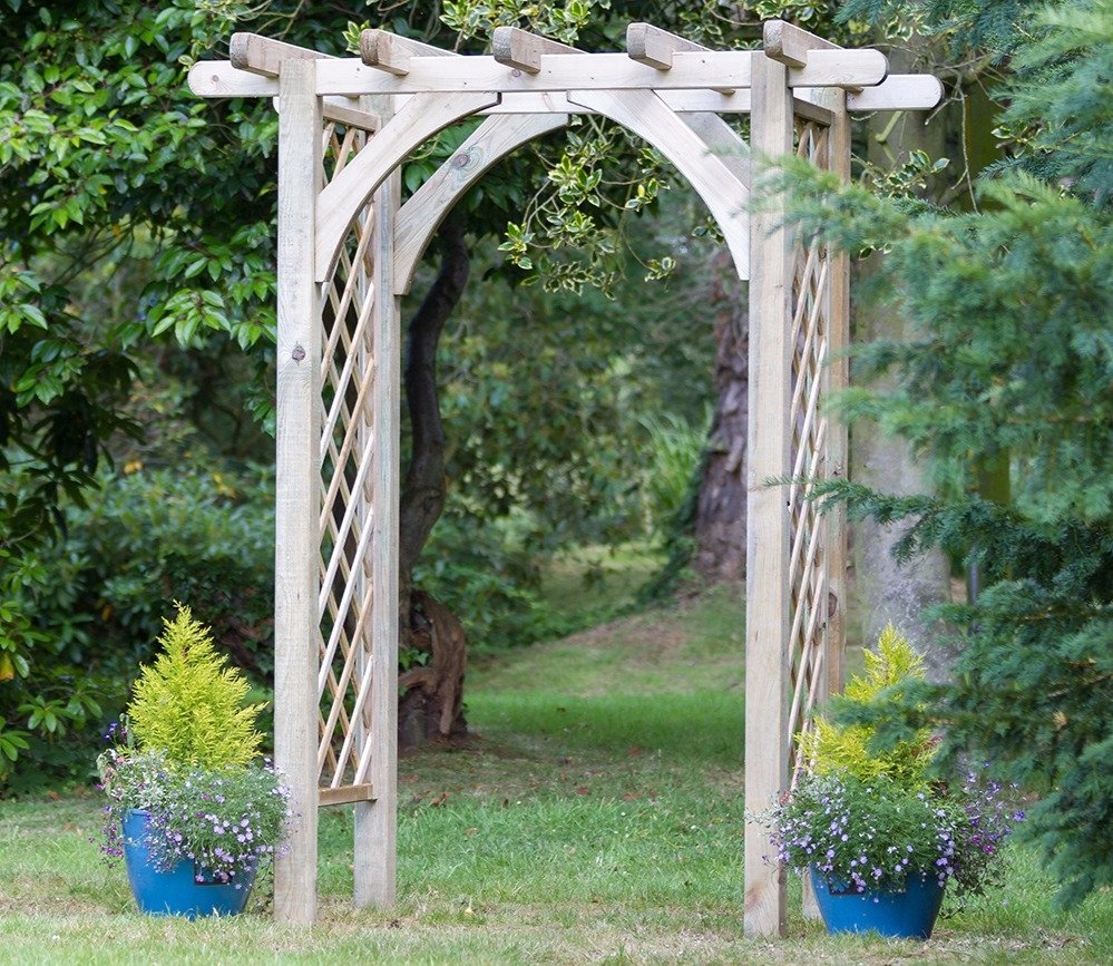 garden arches pergola timber roof with 12mm thick diamond trellis panel sides BJEOCBO