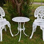 garden bistro sets angel white garden bistro set - table and two chairs for yard, LEGOUEH