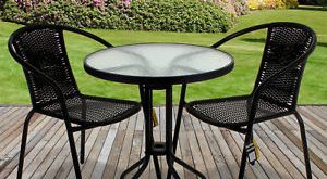 garden bistro sets rattan 3 piece glass table set cafe bistro stacking chair garden outdoor DBPNXVL