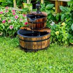 garden fountains wooden barrel water fountain CAOADKH