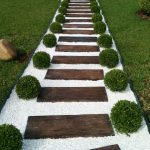garden path ideas clean stone and wood ladder effect ISZUHXA