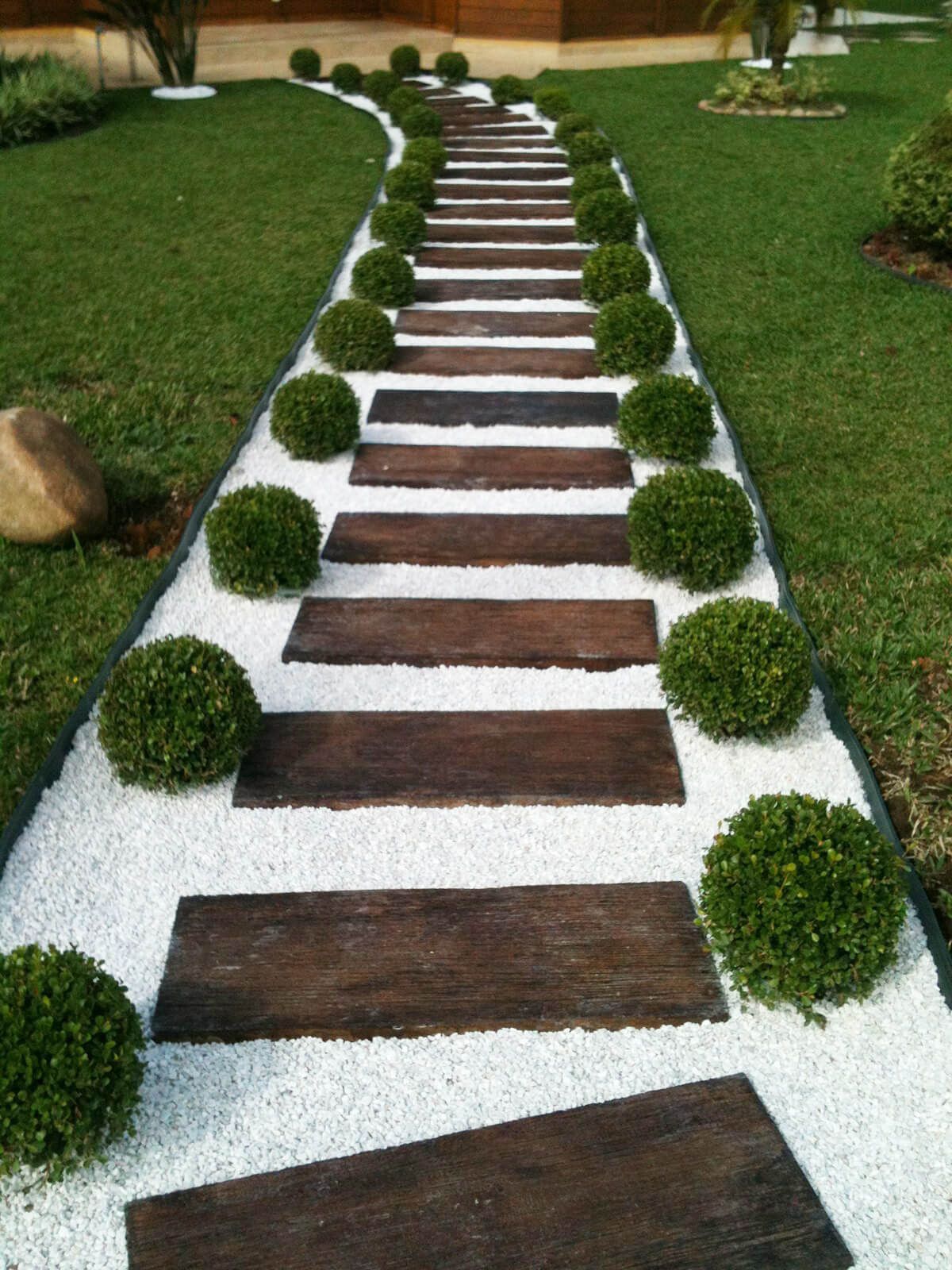 garden path ideas clean stone and wood ladder effect ISZUHXA