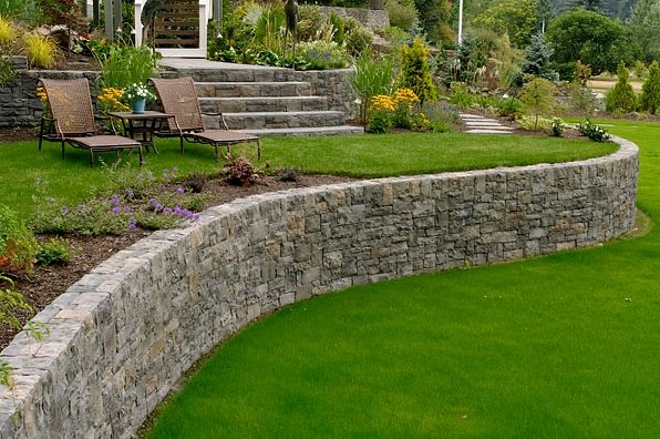garden retaining wall curved retaining wall retaining and landscape wall big sky landscaping inc. MCVGDWS