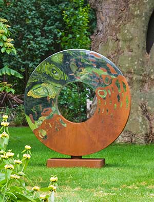 garden sculptures metal garden sculpture made from rusty oxidized steel and mirror polished DPBHMOQ