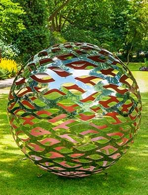 garden sculptures modern garden sphere made from a lattice of stainless steel with a VARIITG