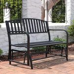 garden seat sunnydaze outdoor garden bench 50 inch, metal glider patio seat, black MAWTUPQ