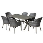 hampton bay patio set crown view 7-piece two-tone grey wicker u0026 steel patio set ... CRNJPUM