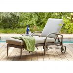 hampton bay posada patio chaise lounge with gray cushion VZULZXX