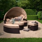 harrison 4-piece all-weather wicker patio daybed with canopy set ZYZACAQ