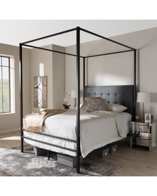 industrial black canopy bed by baxton studio (queen size-black) TPWACCS