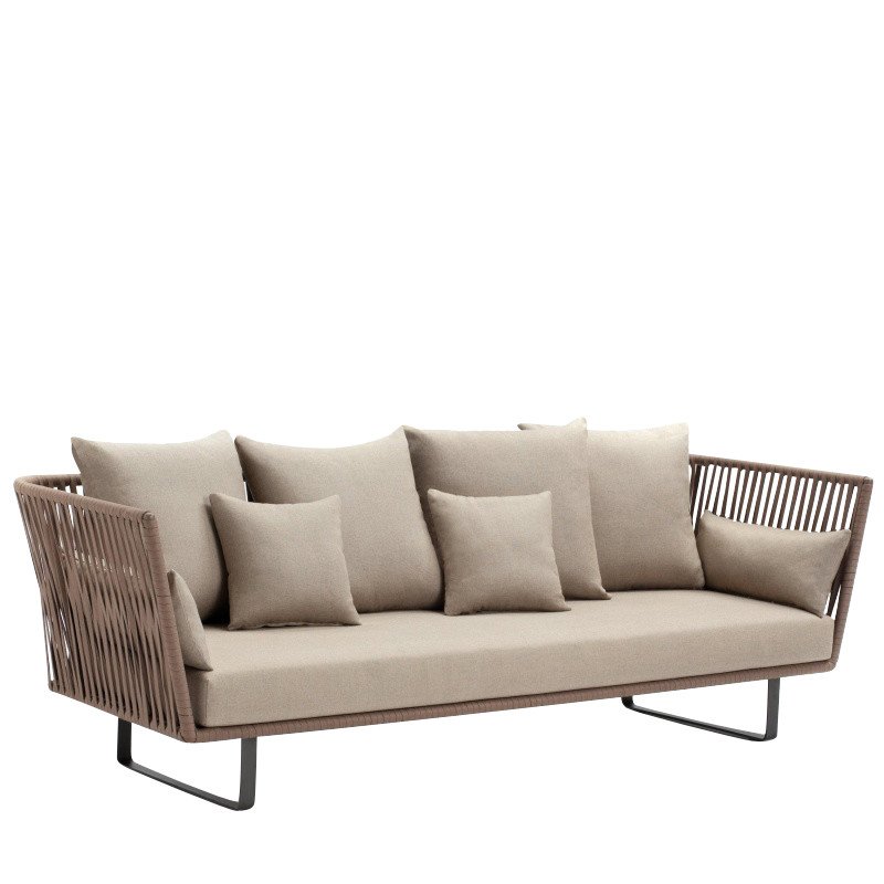 kettal - bitta 3-seater outdoor sofa - dry sand/brown/fabric 285 LVERUIL