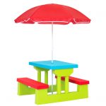 kids garden furniture best choice products kids garden table bench with umbrella- multicolor DVXFZXK