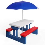 kids garden furniture deuba kids garden table u0026 bench picnic set with parasol - outdoor MDQMBYC