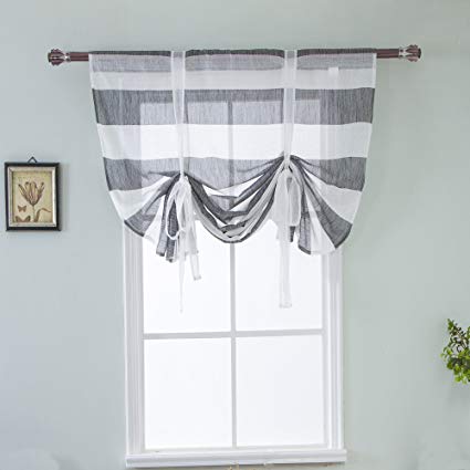 meiyimi balloon shades rugby striped curtain tie up - shade valance window LBMHVQU