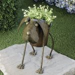 metal dog planter - animal urn planter - cute metal garden art CXAFOBY