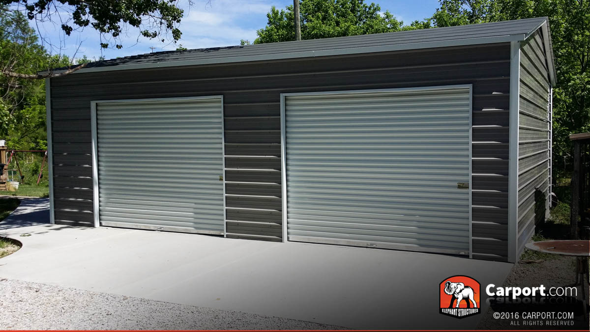 metal garage kits 21x24 custom two car garage with grey roof and white trim BUDKECC