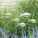 metal garden art fish out of water garden stakes, set of 5 GASCJYM