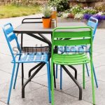 metal garden chairs metal garden furniture of table and chairs on a patio or street CHVUGEQ