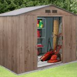 metal garden sheds billyoh 10 x 8 partner woodgrain apex metal garden shed QBXPPVA