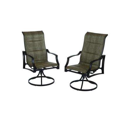metal outdoor chairs statesville padded sling swivel patio dining chair (2-pack) DQJPYEG