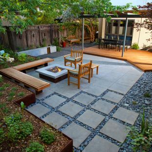 modern landscape design inspiration for a small modern shade courtyard outdoor sport court in GHZBWDR