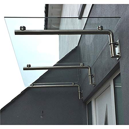 monstershop 1800 x 800mm glass canopy, 4 stainless steel brackets,  front/back LWZTAHG