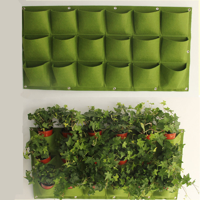 novelty 24 pockets vertical garden planter wall-mounted polyester home  gardening flower HEMFEFF