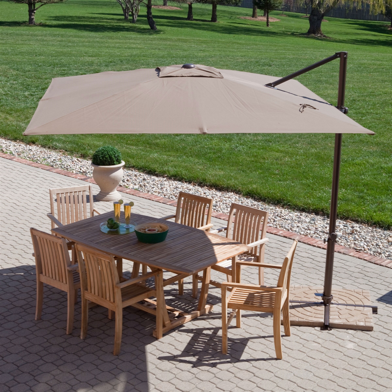 offset patio umbrella modern 8.5-ft offset cantilever square patio umbrella with mocha shade NOATCMJ