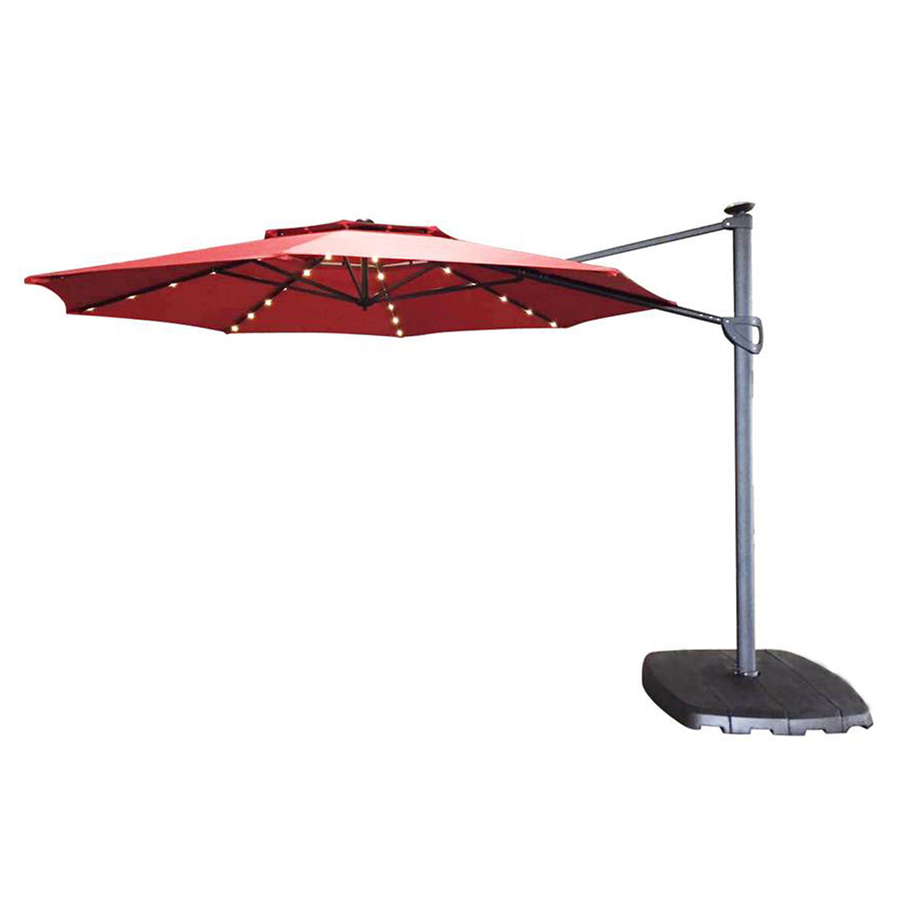 offset patio umbrella simply shade red offset pre-lit 11-ft patio umbrella with base EGFMFMI