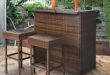 outdoor bar furniture best choice products 3pc wicker bar set patio outdoor backyard table u0026 EYHBQOV