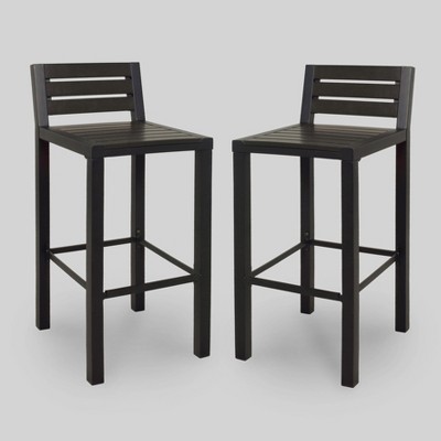 outdoor bar stools bryant 2pk faux wood patio bar stool - black - project 62™ MHLDBXW