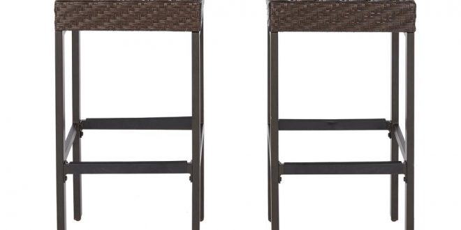 outdoor bar stools hampton bay rehoboth dark brown wicker outdoor bar stool (2-pack) UUKTSKL