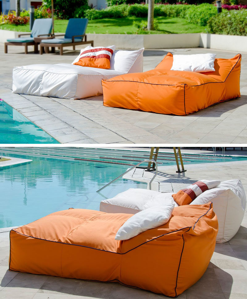 outdoor beds get extra comfy on these squishy yet supportive outdoor bean bag beds NLYWCQJ