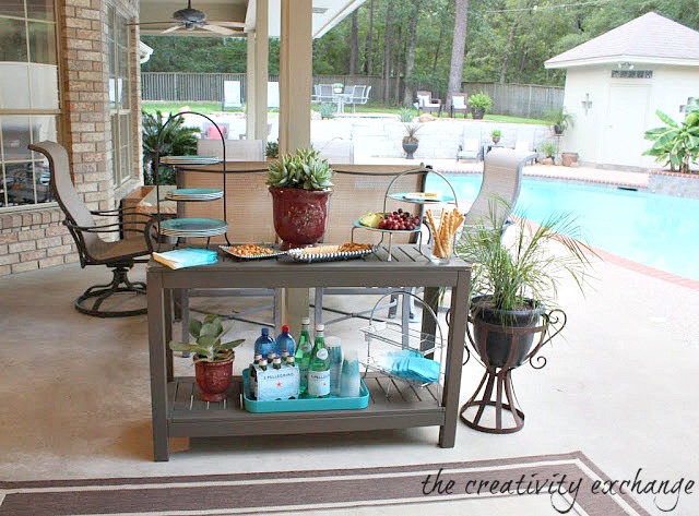 outdoor buffet table using a side table AOOZAKV