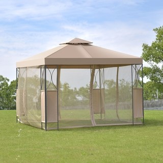 outdoor canopy tent costway 2-tier 10u0027x10u0027 gazebo canopy tent shelter awning steel patio garden NQTSSZH
