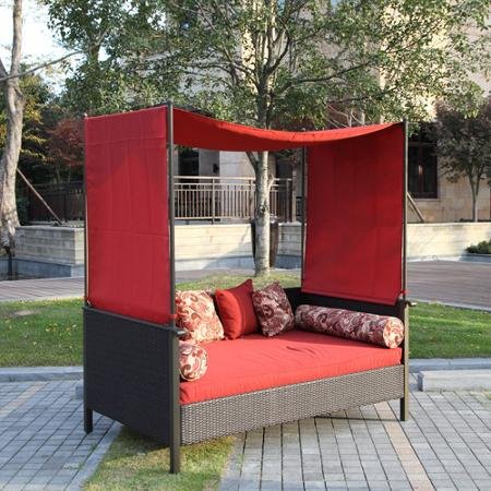 outdoor daybed with canopy amazon.com : providence outdoor uv protected day bed with canopy, red, DOYYUJM