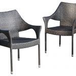 outdoor dining chairs alameda outdoor gray wicker chairs, set of 2 ARUKWBP