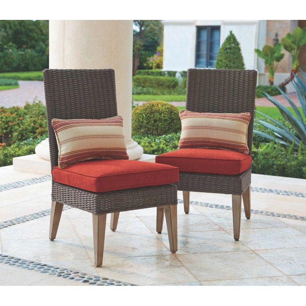 outdoor dining chairs home decorators collection naples brown all-weather wicker outdoor armless dining  chairs IZBKUTL