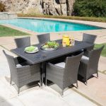 outdoor dining sets malta outdoor 7-piece rectangle wicker dining set with cushions by  christopher BCLMOKR