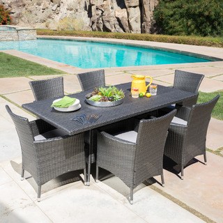 outdoor dining sets malta outdoor 7-piece rectangle wicker dining set with cushions by  christopher BCLMOKR