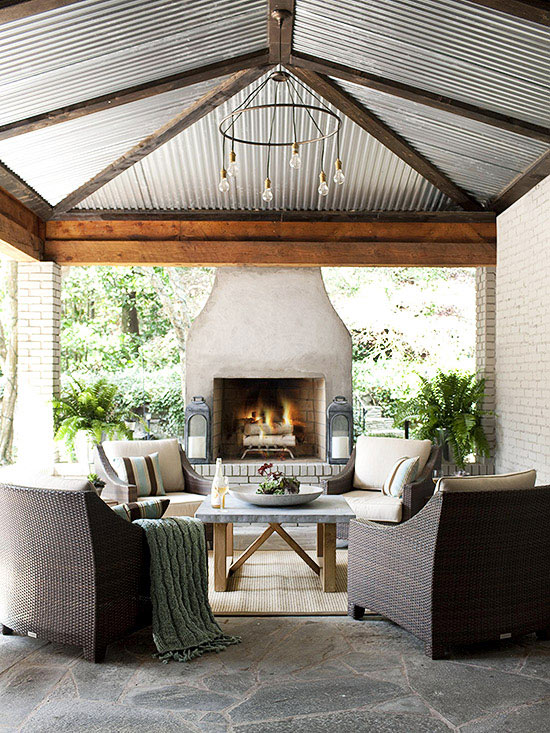outdoor fireplace designs outdoor fireplace ideas | better homes u0026 gardens DRZFPXO