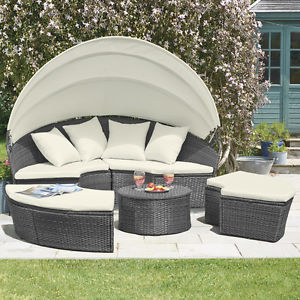 outdoor garden furniture image is loading rattan-daybed-amp-table-garden-furniture-outdoor-patio- BPXZCMX