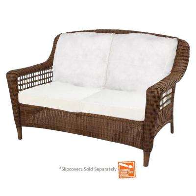 outdoor loveseat spring haven brown wicker outdoor patio loveseat with cushions included,  choose VTQWFLV