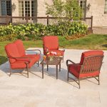 outdoor patio furniture sets oak cliff 4-piece metal outdoor deep seating set with chili cushions YTSUBWD