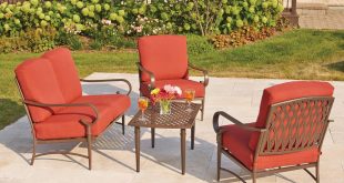 outdoor patio sets oak cliff 4-piece metal outdoor deep seating set with chili cushions DDRPYNU