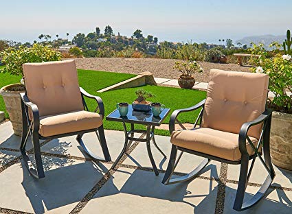 outdoor patio sets outroad 3-piece rocking metal bistro set black outdoor patio set glass top KQCRRDR