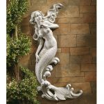 outdoor patio wall decor mermaid wall-mounted garden statue IPFGLMH