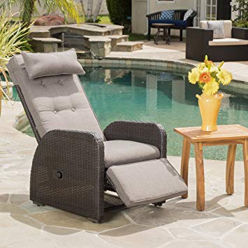 outdoor recliner amazon.com: odina outdoor brown recliner with cushion: kitchen u0026 dining VUOUSYP