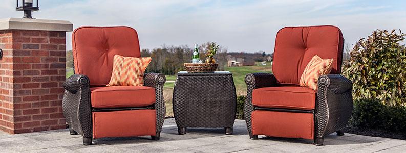 outdoor recliner breckenridge patio recliner set with side table FNDZVSX