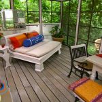 outdoor room glass screened in porch with daybed and wood floors ZGWSCCX
